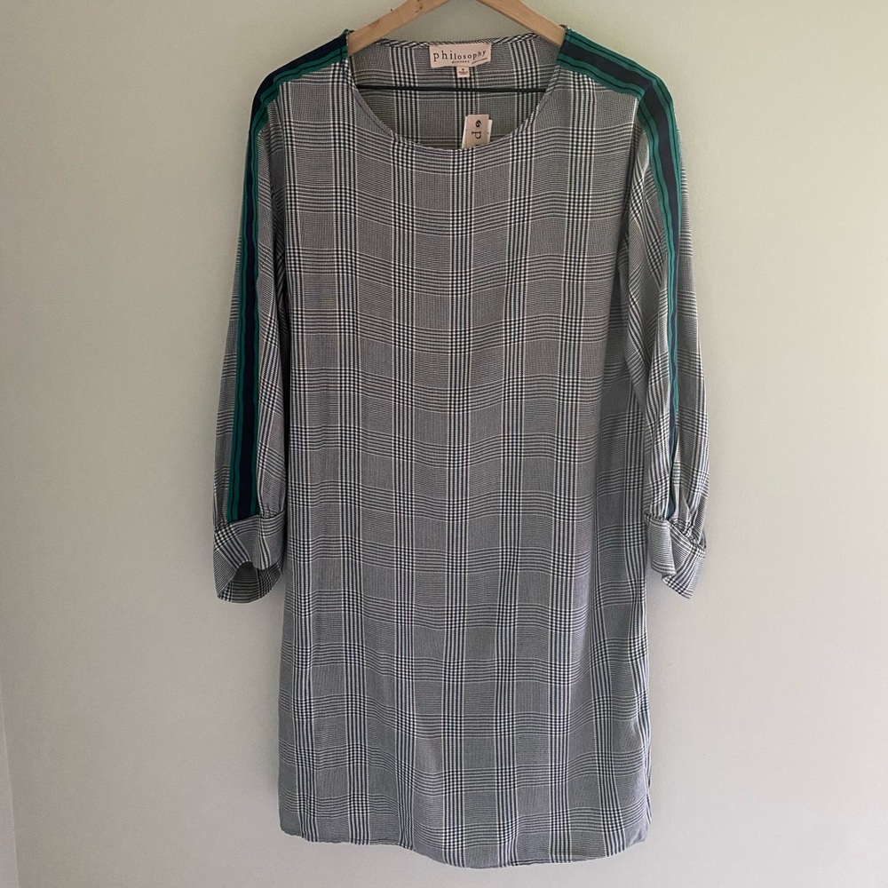 Philosophy black and white plaid‎ shift dress size small